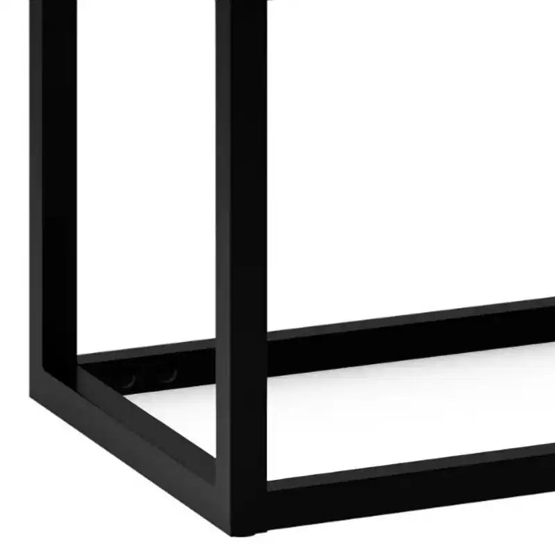 26" Contemporary Rectangle Bench - Black Iron & Faux Leather