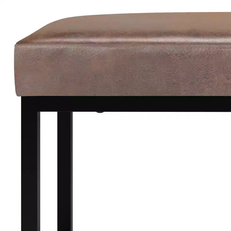 26" Contemporary Rectangle Bench - Black Iron & Faux Leather
