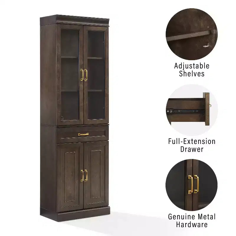 Stanton 78" Glass Door Kitchen Storage Pantry Cabinet
