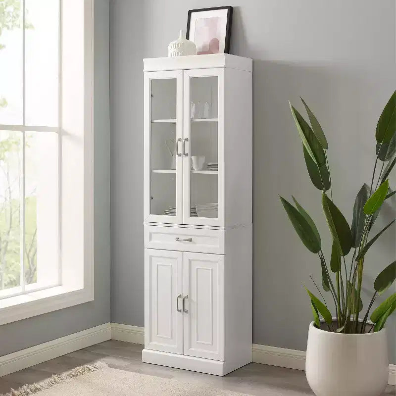 Stanton 78" Glass Door Kitchen Storage Pantry Cabinet