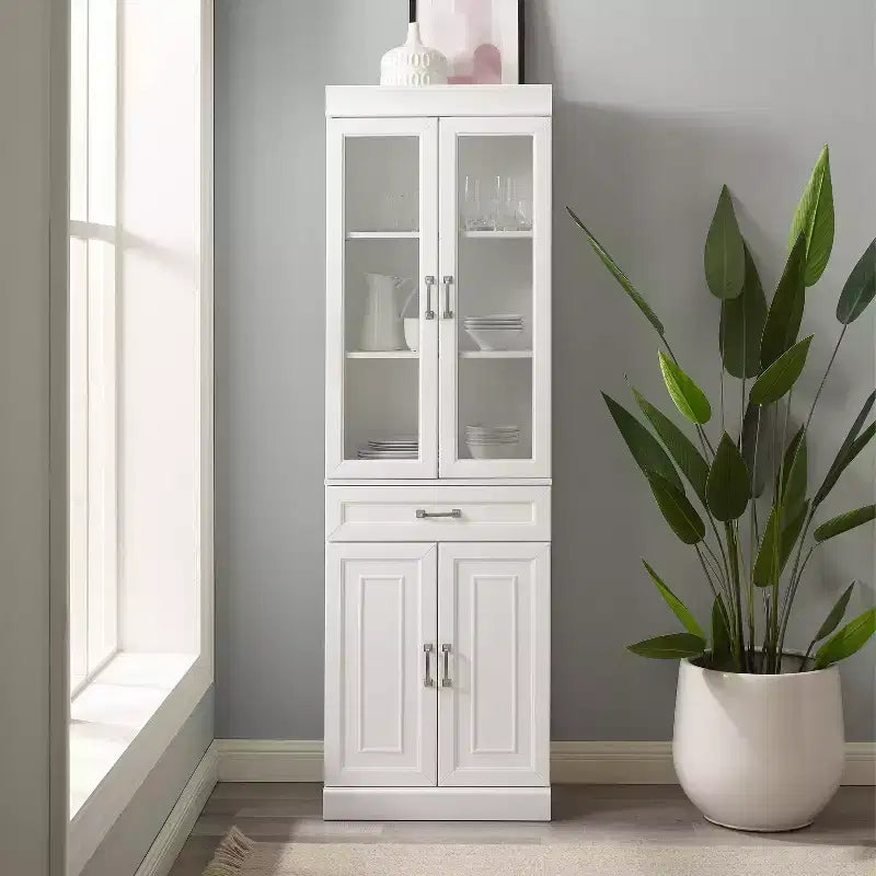 Stanton 78" Glass Door Kitchen Storage Pantry Cabinet