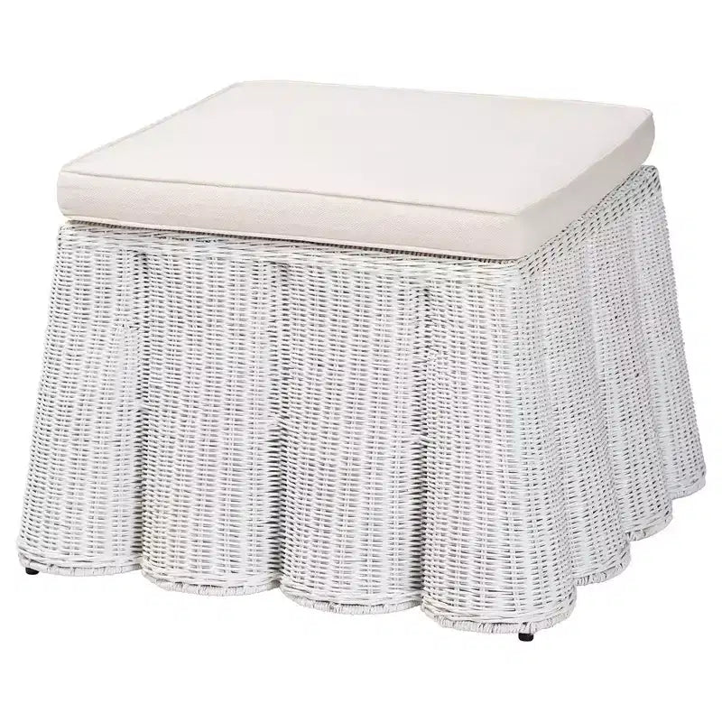 Palm Scallop Rattan Ottoman