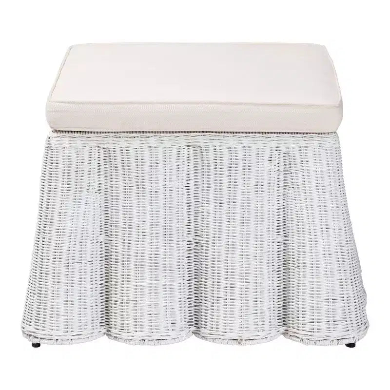 Palm Scallop Rattan Ottoman