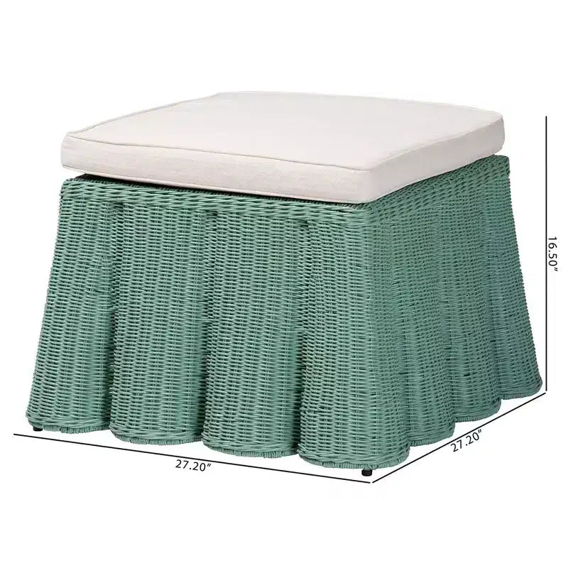Palm Scallop Rattan Ottoman