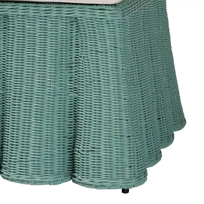 Palm Scallop Rattan Ottoman