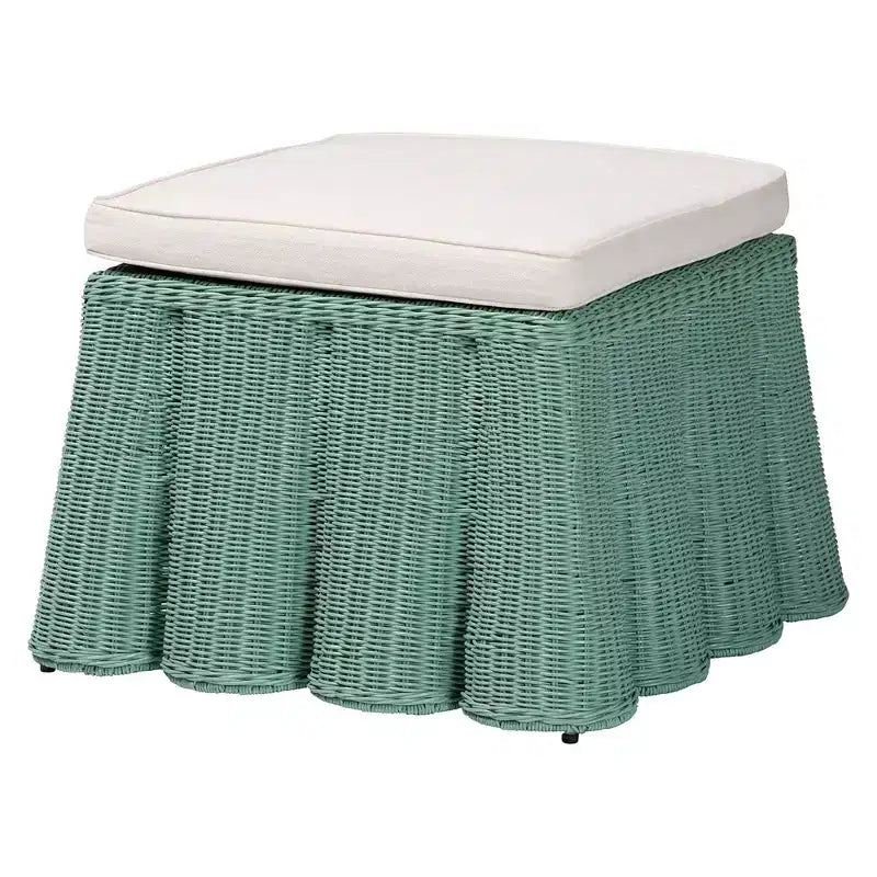 bali & pari Palm Scallop Rattan Ottoman