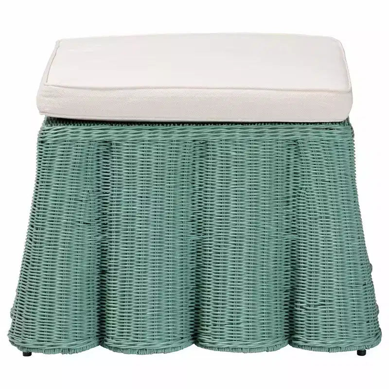 Palm Scallop Rattan Ottoman