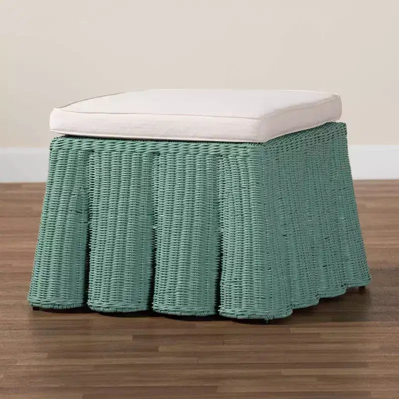 bali & pari Palm Scallop Rattan Ottoman