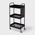 3-Tier Pegboard Rolling Cart - Black