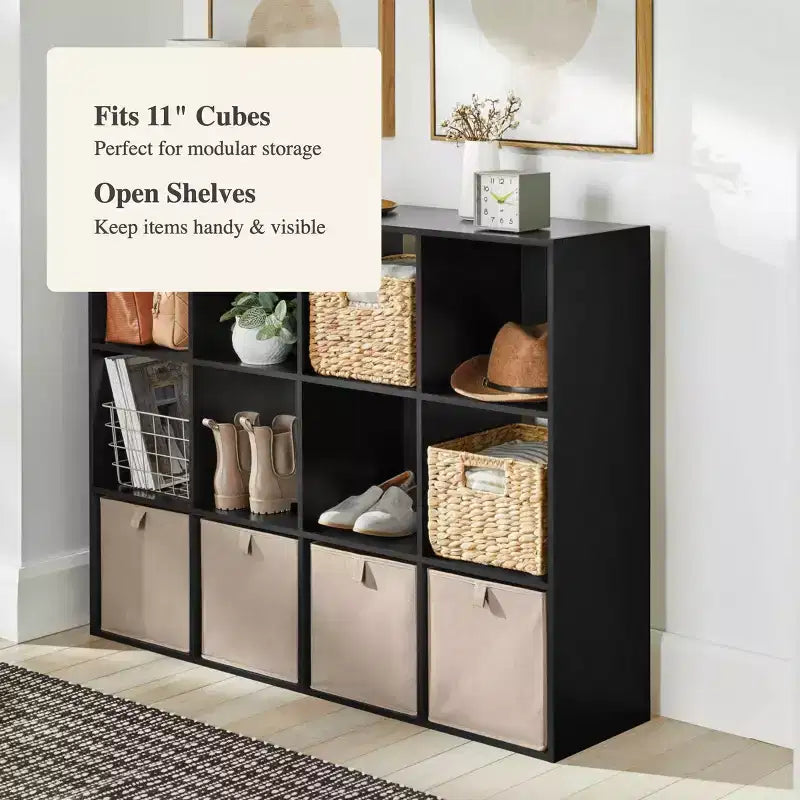 11 Cube Book Shelf Black - Brightroom