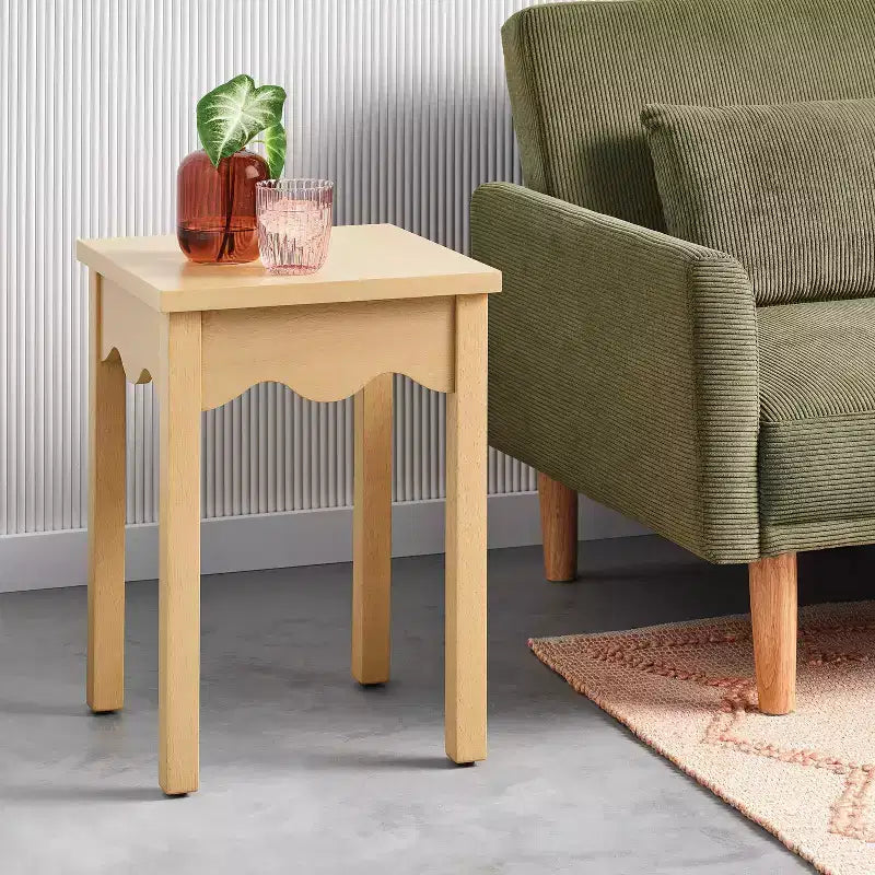 Wavy Scallop End Table - White
