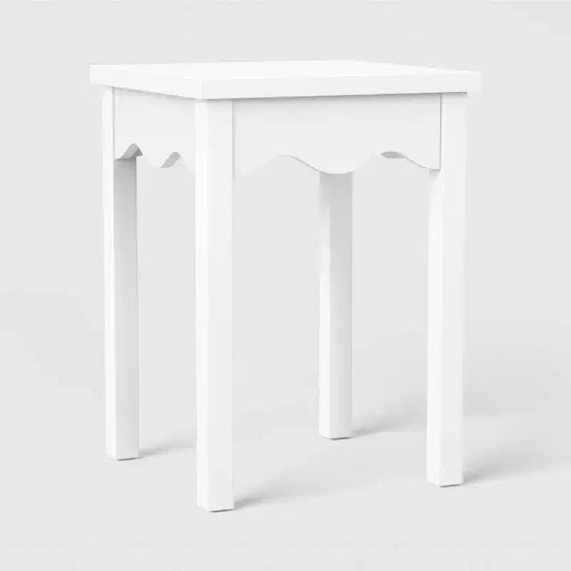 Wavy Scallop End Table - White